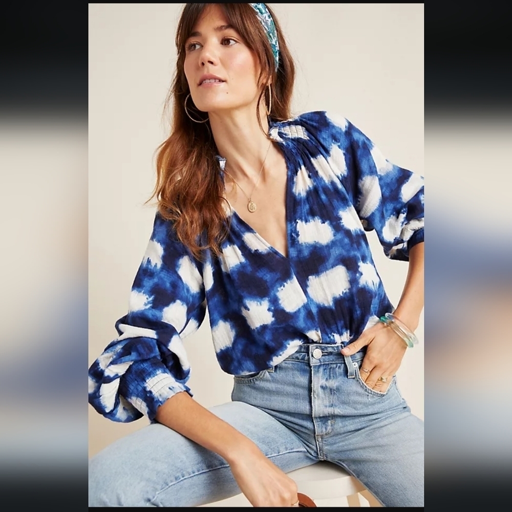 Anthropologie Porridge Ines Peasant Top Size XS